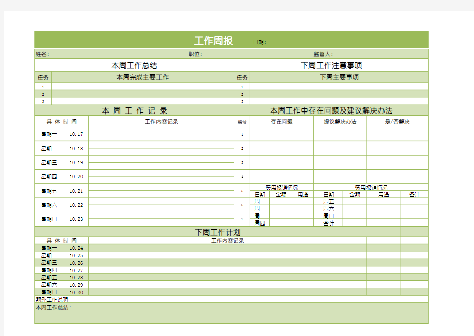 工作周报--数据分析表excel