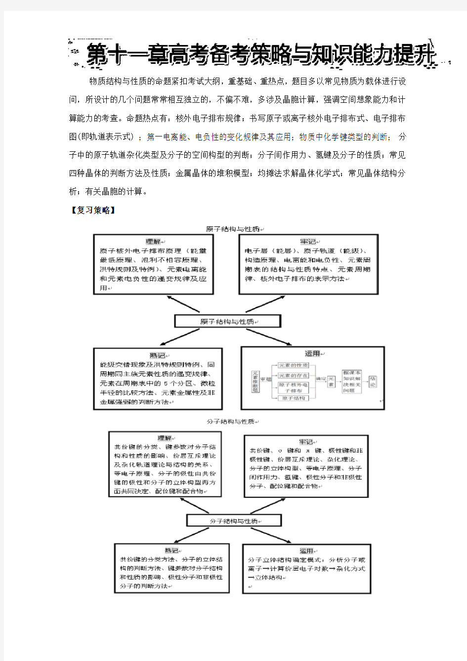 高考总复习系列丛书—高三化学一轮复习高效创新教案(下册)：第十一章高考备考策略与知识能力提升 Word版