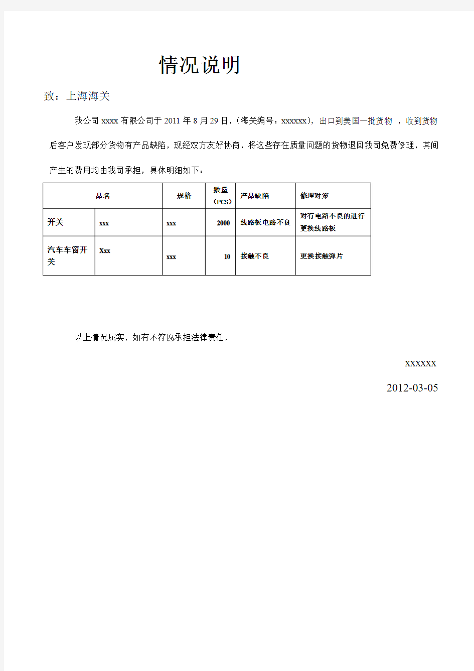 国际退运货物-情况说明