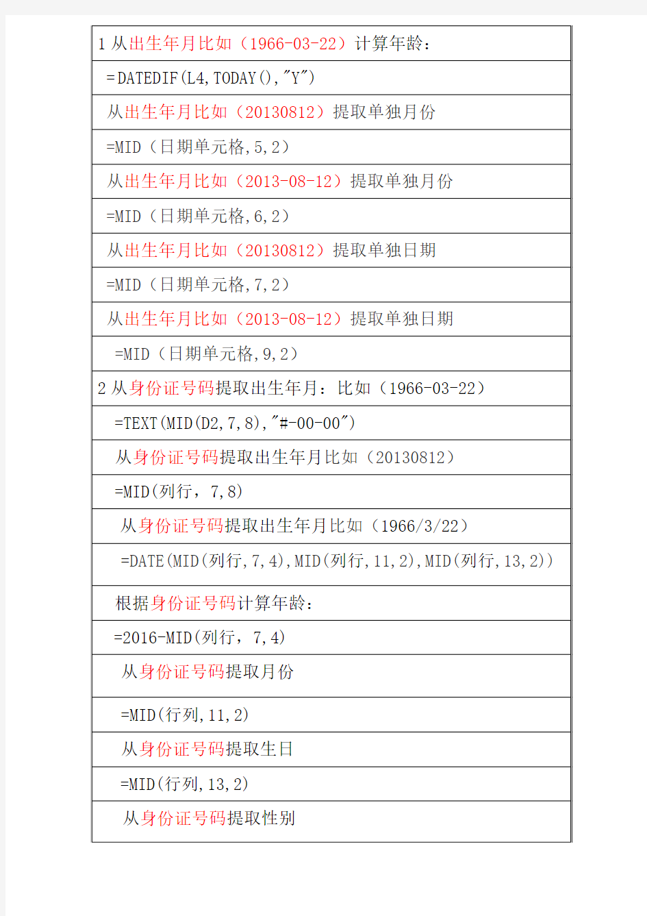 根据出生年月及身份证计算公式