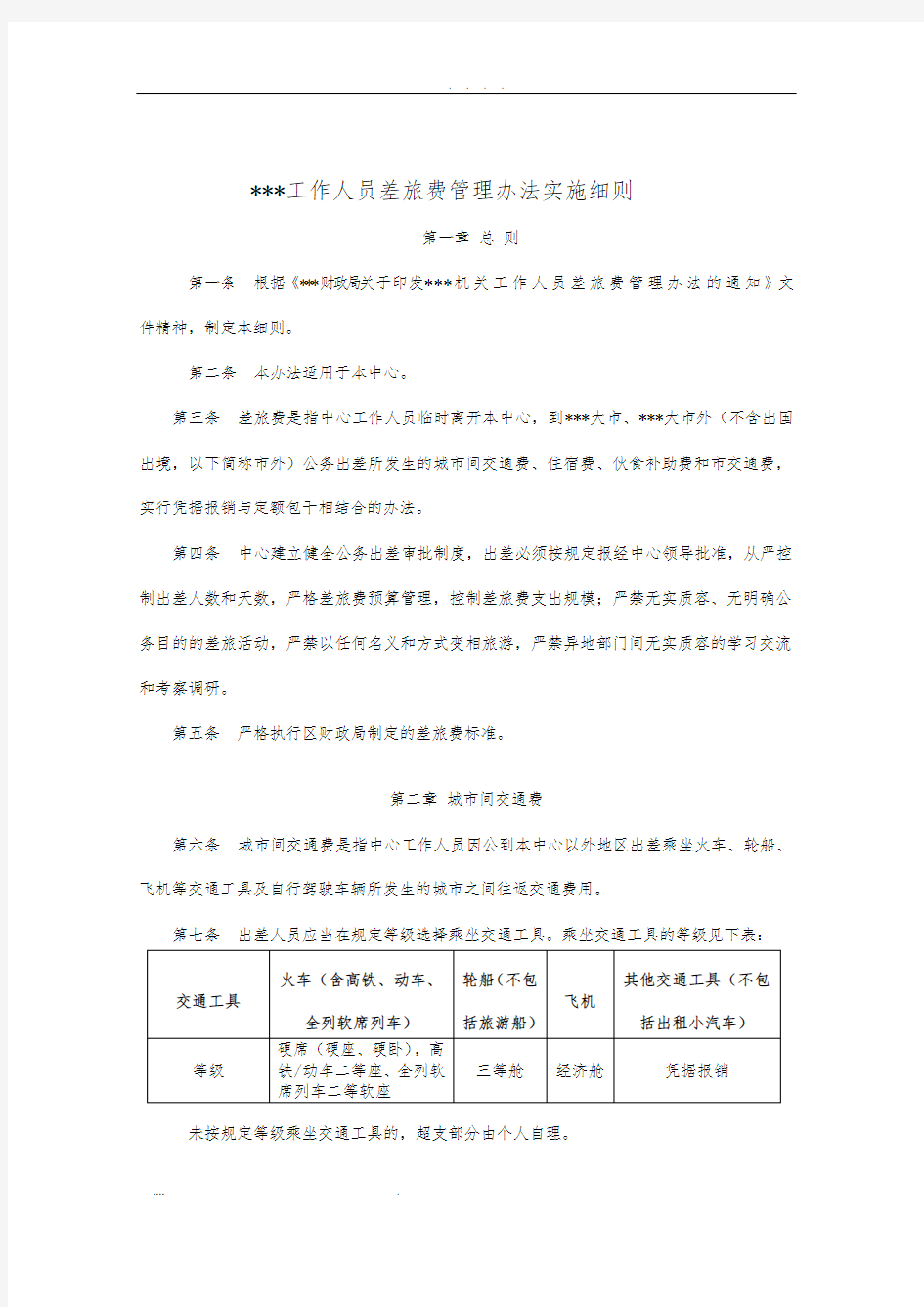 差旅费管理办法实施细则