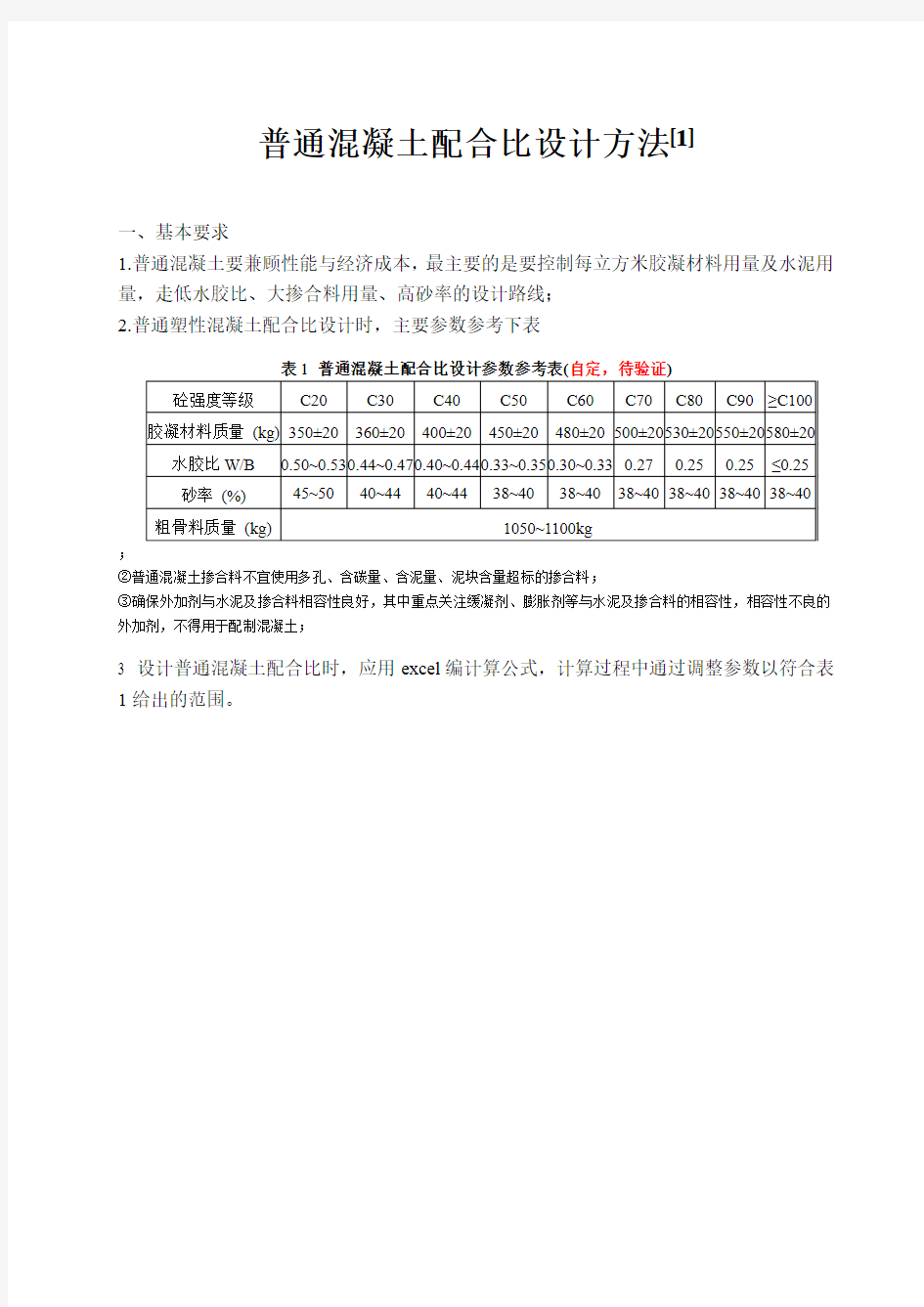 普通混凝土配合比设计方法及例题