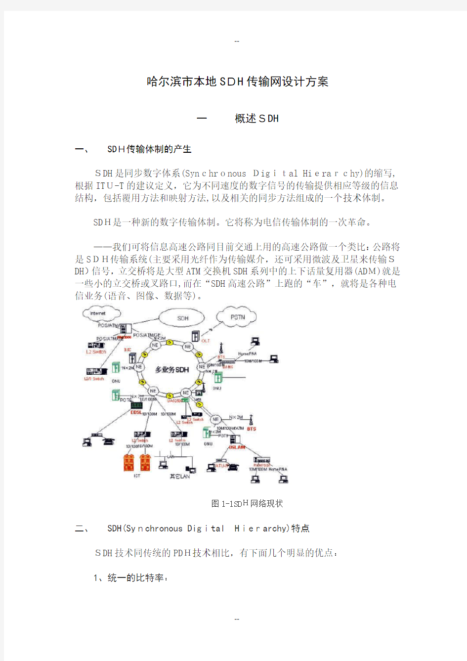 SDH传输网设计方案