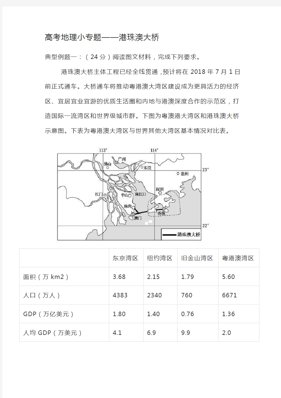 高考地理小专题——港珠澳大桥