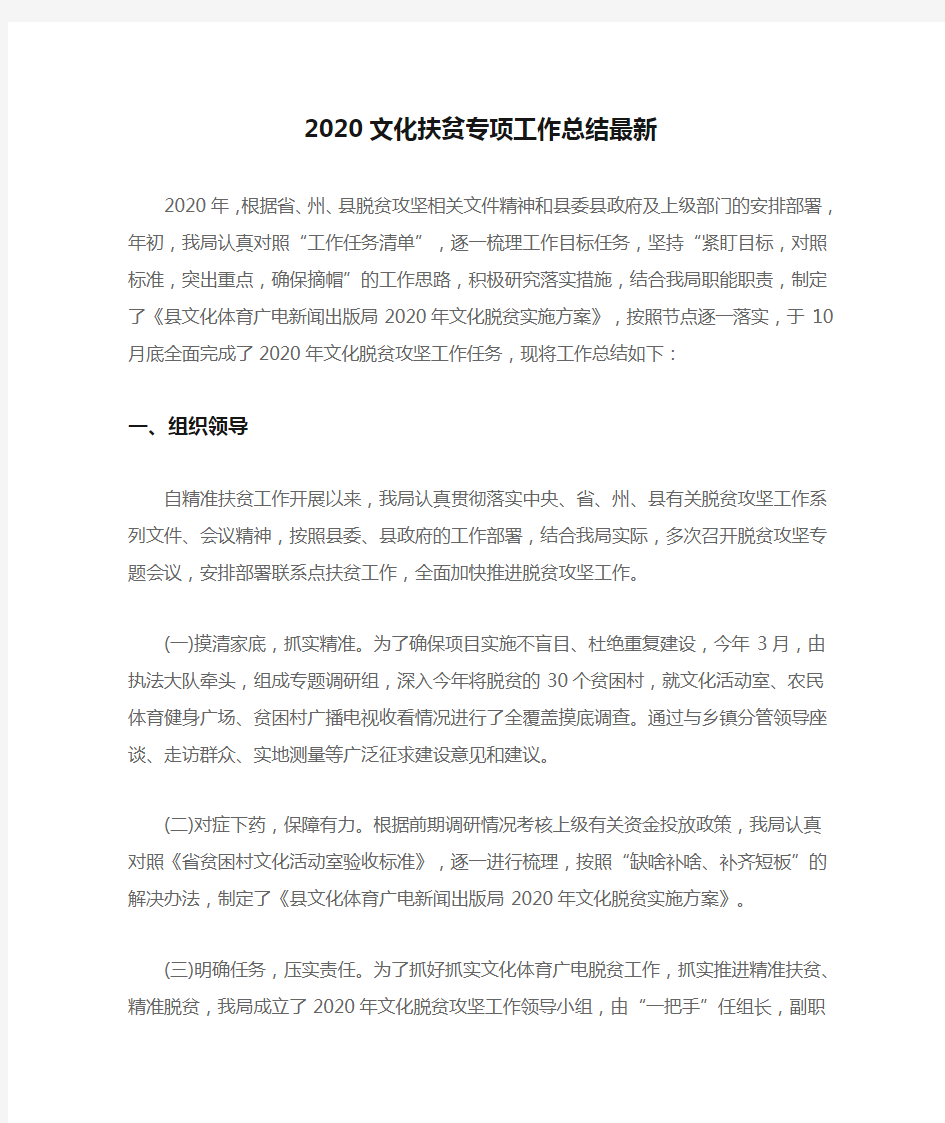 2020文化扶贫专项工作总结最新