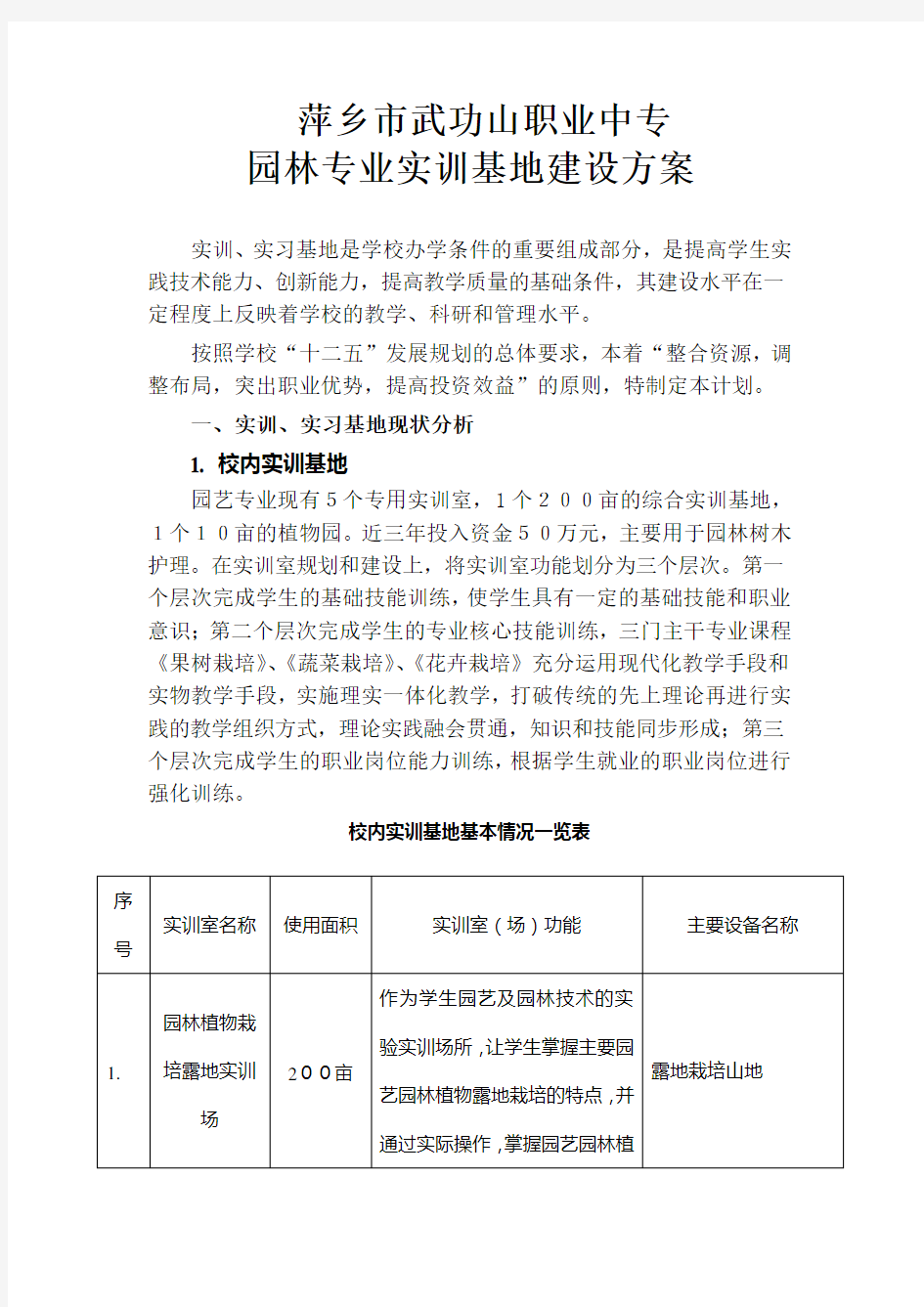 园林实训方案