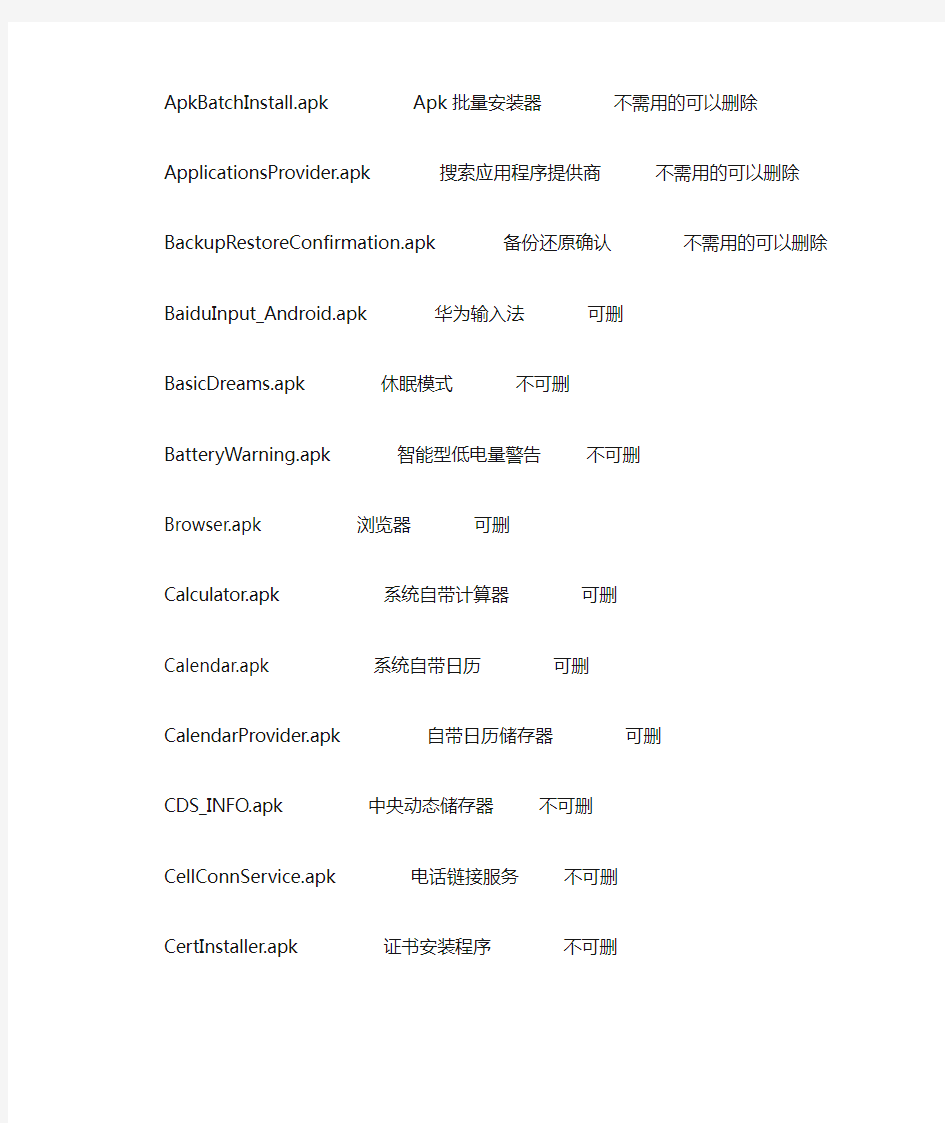 华为荣耀3C系统精简列表
