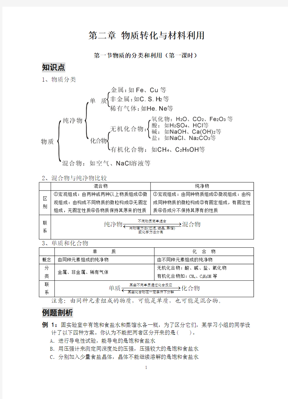 浙教版科学九年级上册第二章全套学案