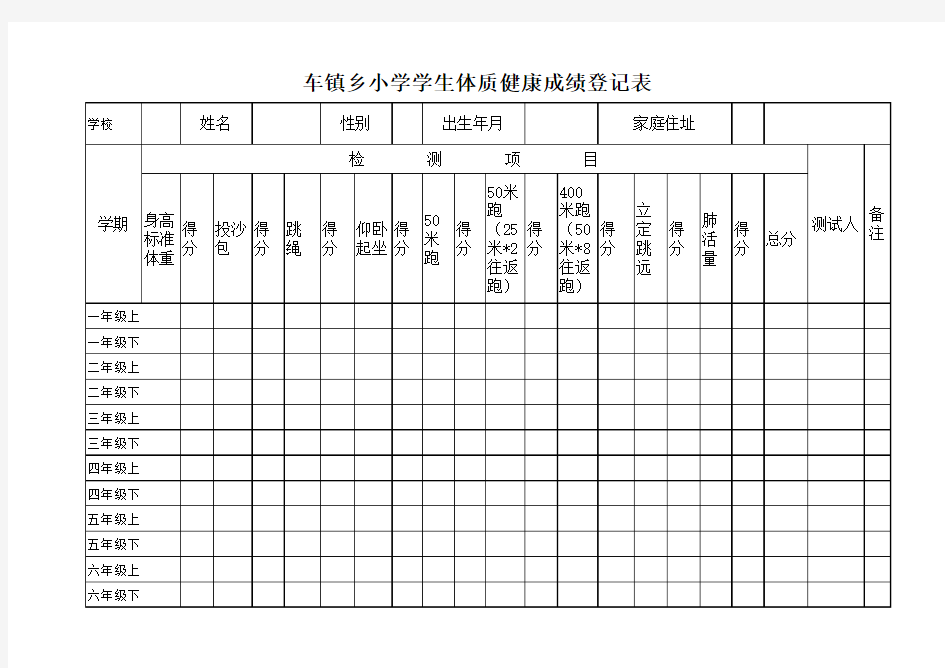 成绩统计表体育教师必备