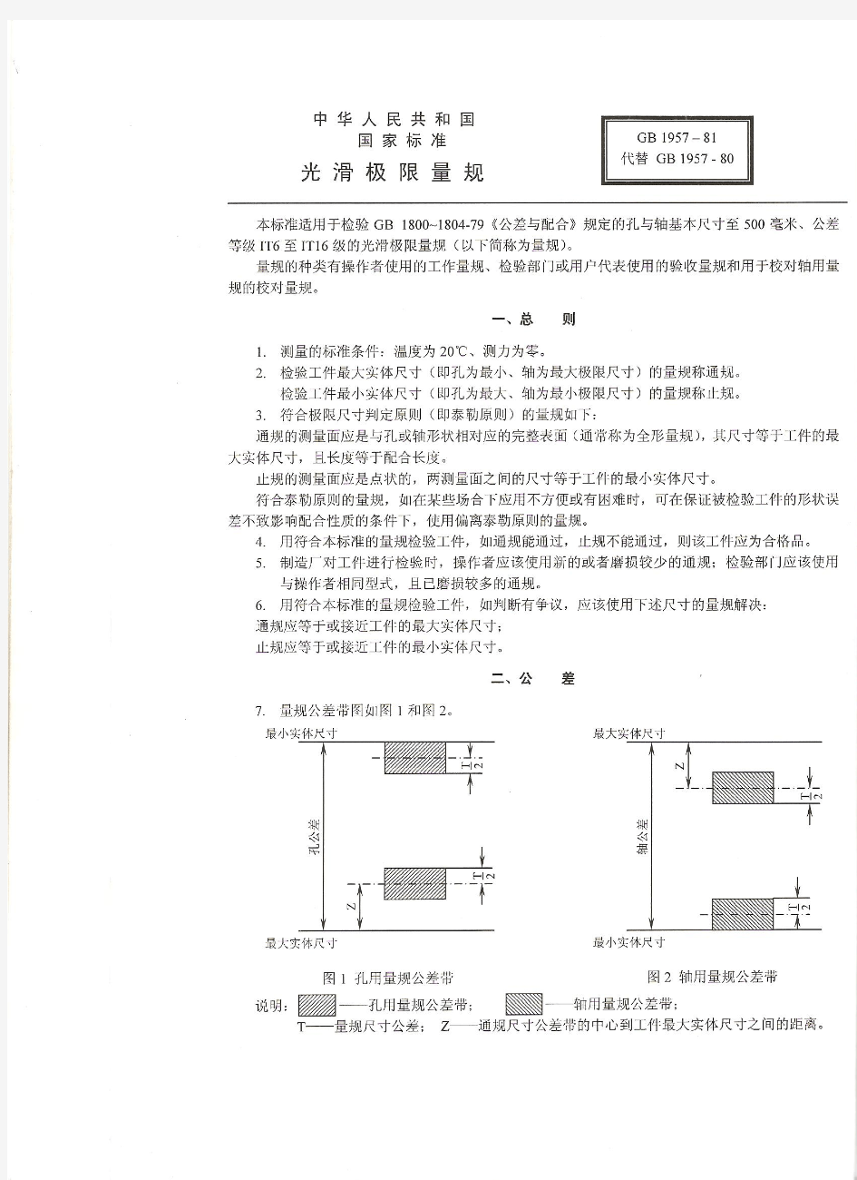 光滑极限量规GB1957-81