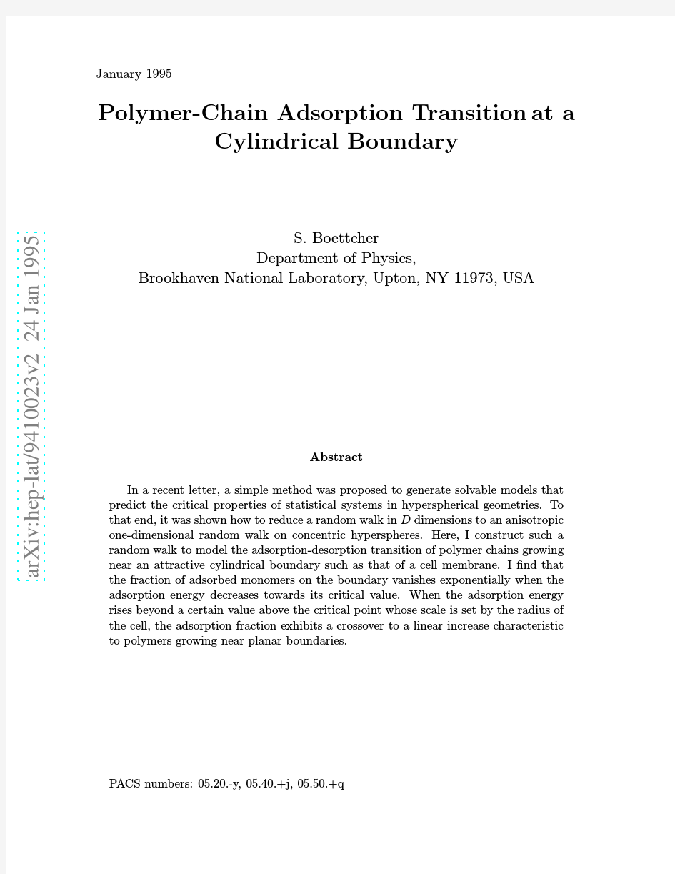 Polymer-Chain Adsorption Transition at a Cylindrical Boundary