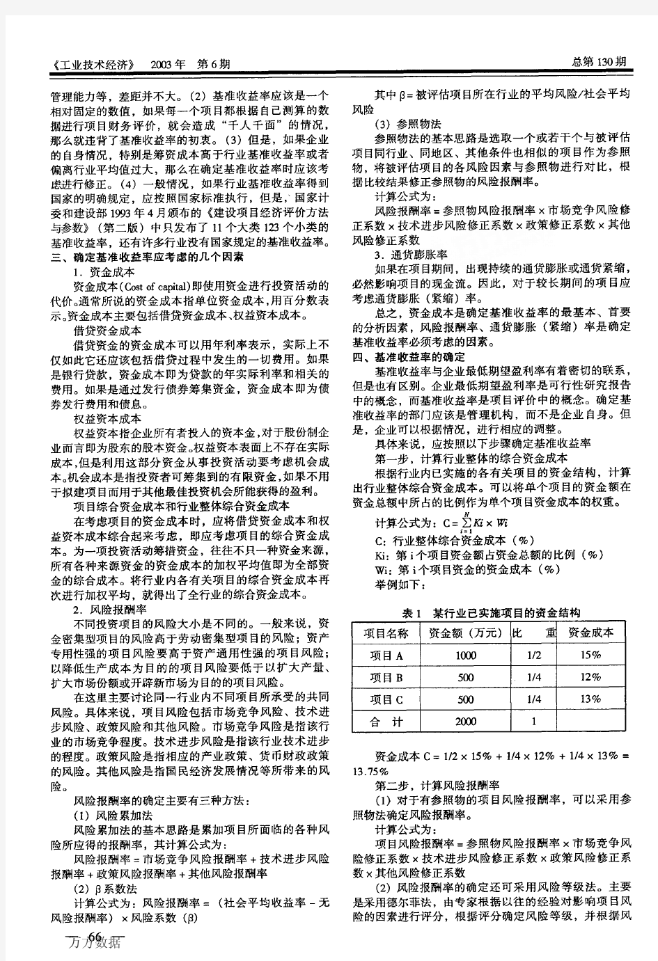 基准收益率的影响因素及确定方法