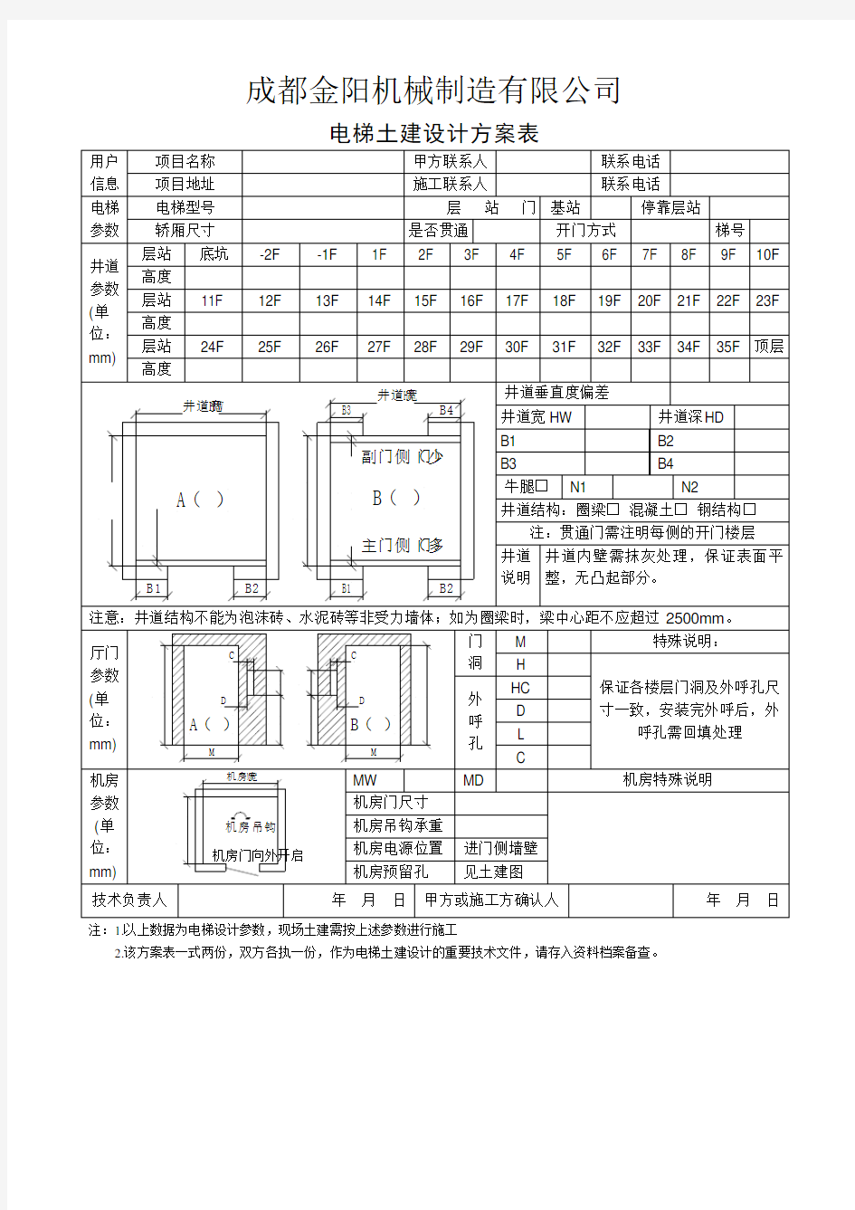 电梯土建测量记录表