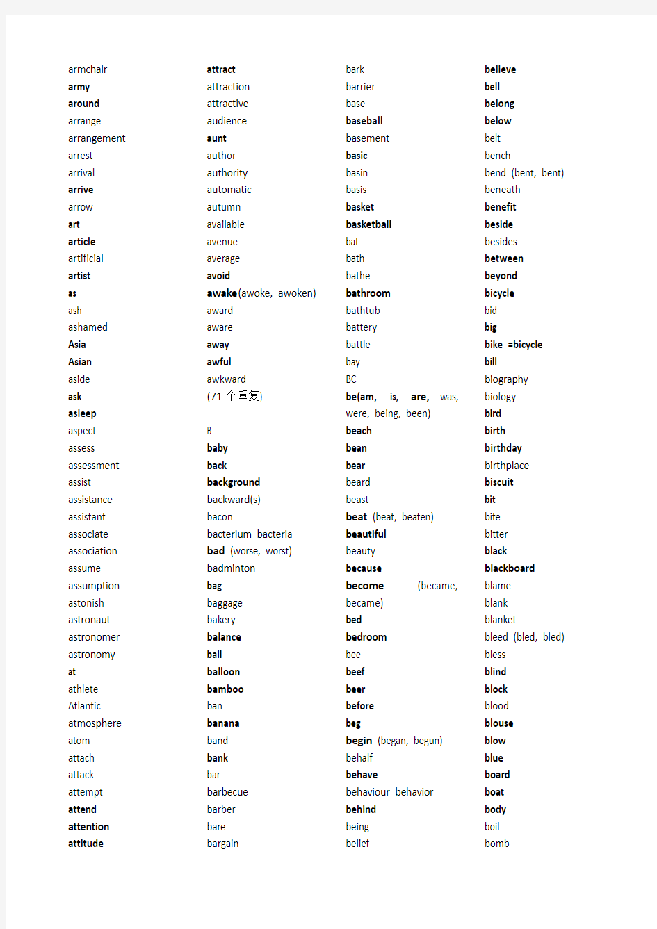 2015北京高考英语3050单词-Word版-打印版