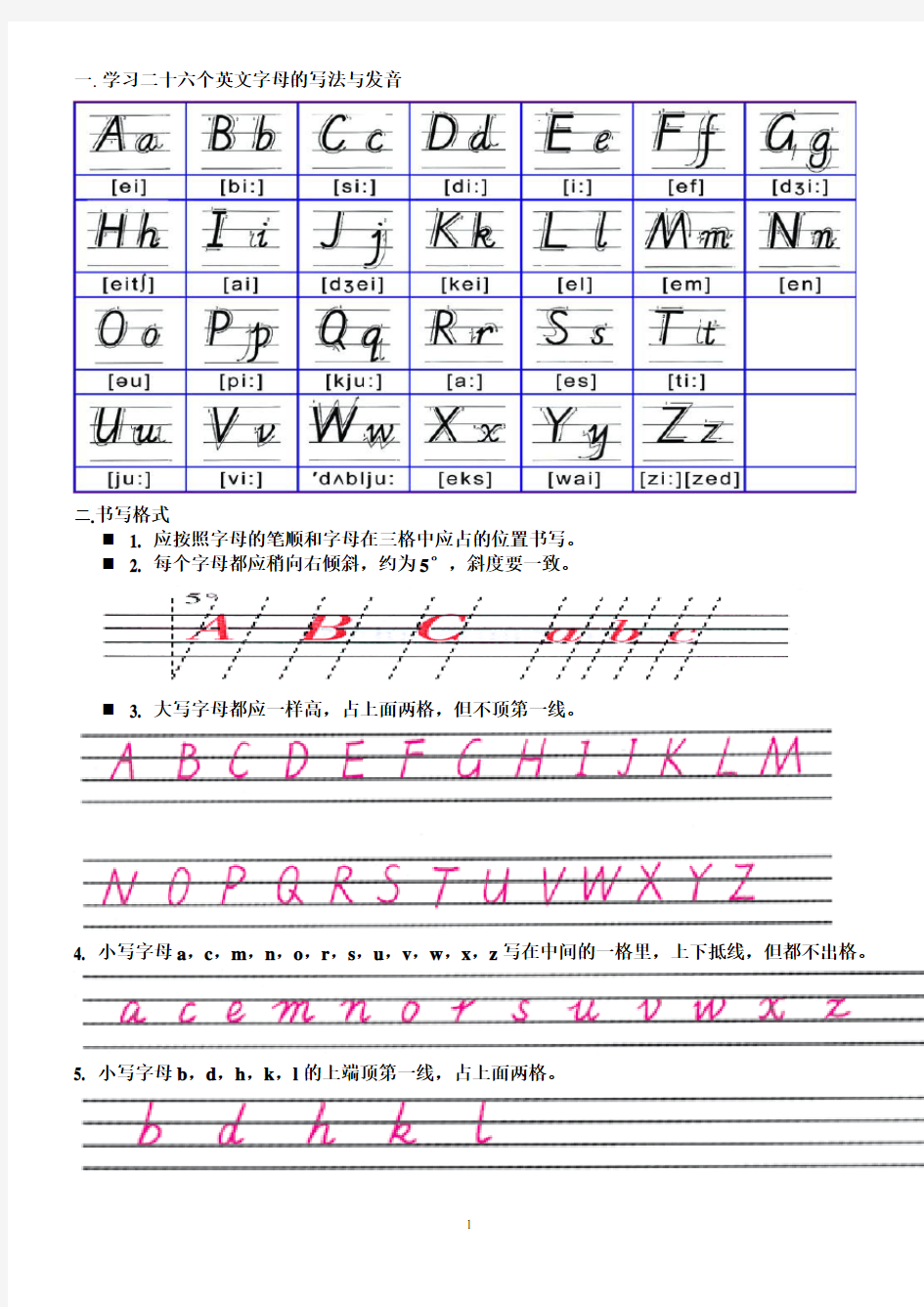 第一讲：学习二十六个英文字母的写法与发音