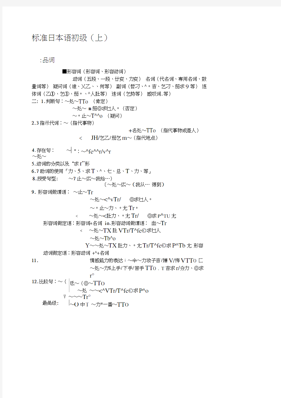 标准日本语初级上册总结