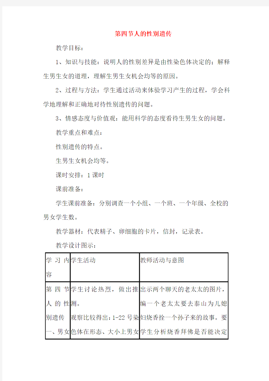 人教版八年级生物下册：《人的性别遗传》精品课件