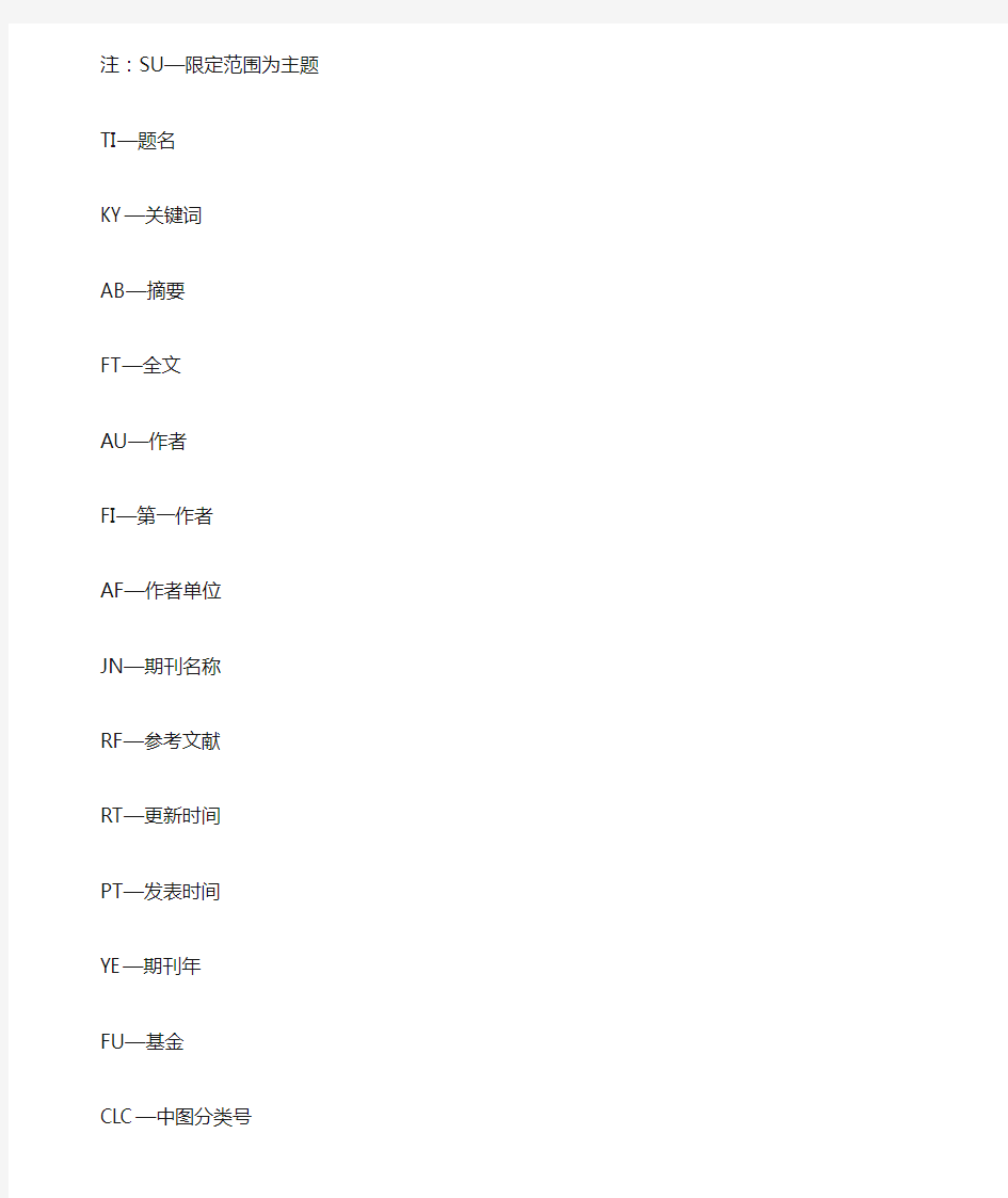 几大中文数据库专业检索式举例