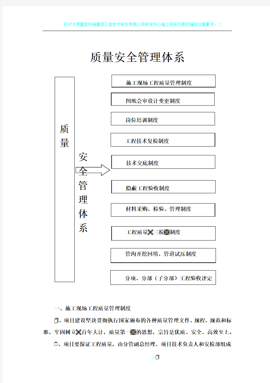 质量安全管理体系