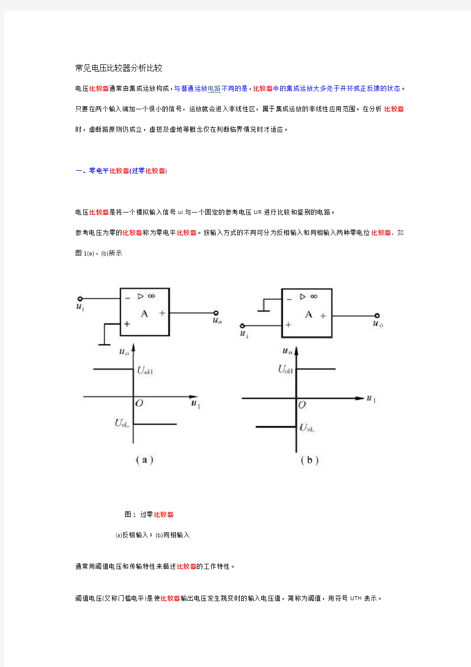 常见电压比较器分析比较