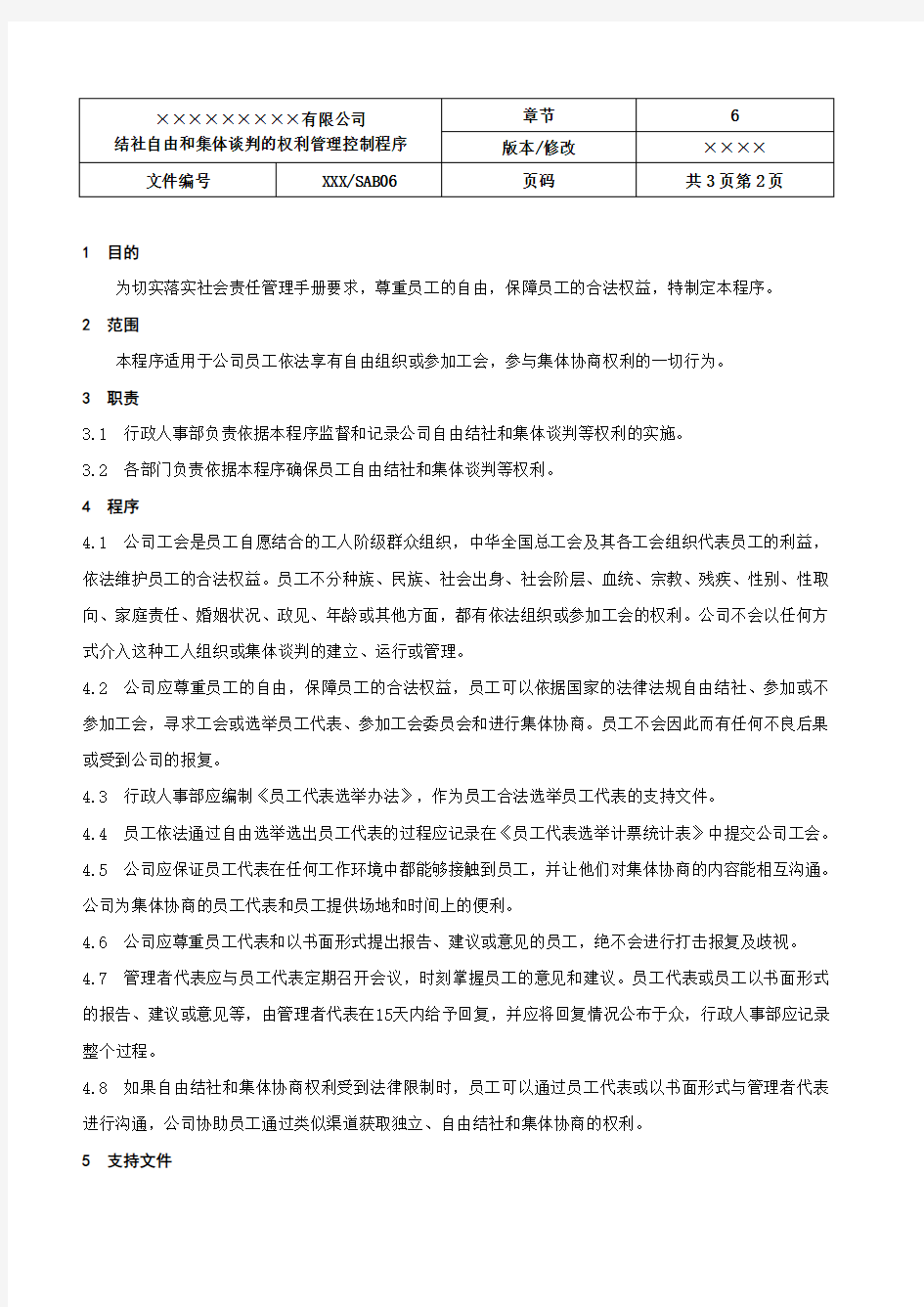 06.结社自由和集体谈判的权利管理控制程序(SAB06)