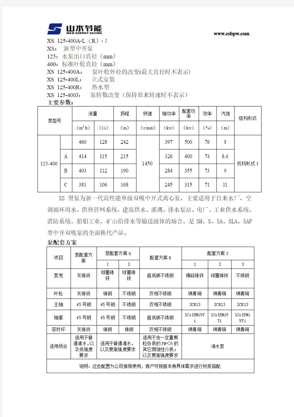 XS125-400单级双吸式离心水泵-双吸离心泵生产厂家