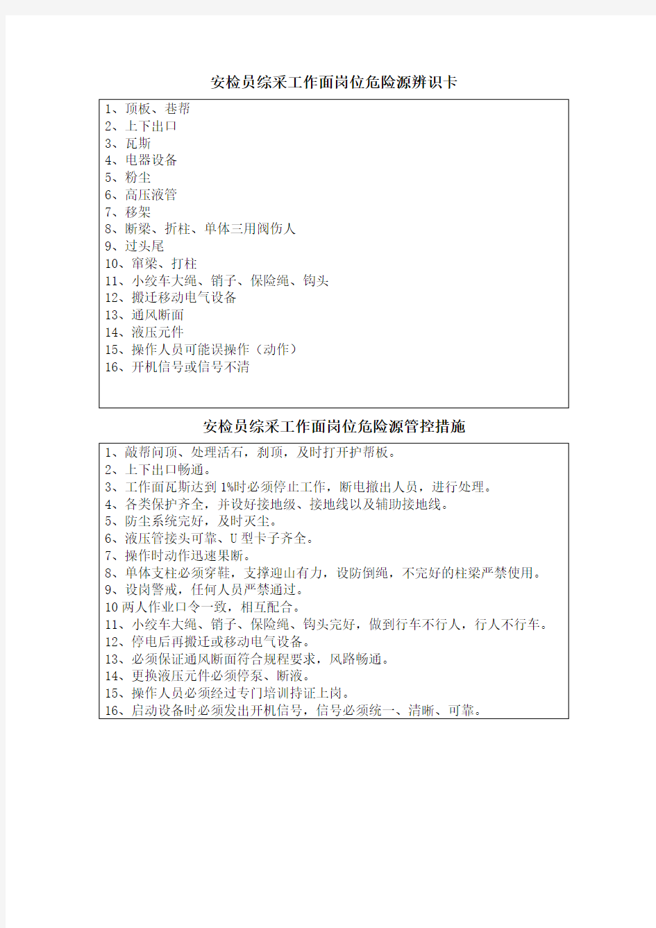 安检员岗位危险源辨识预控卡