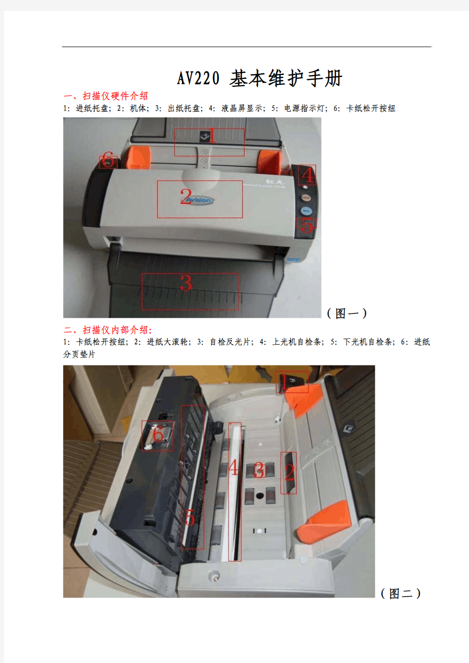 虹光AV220扫描仪维护手册