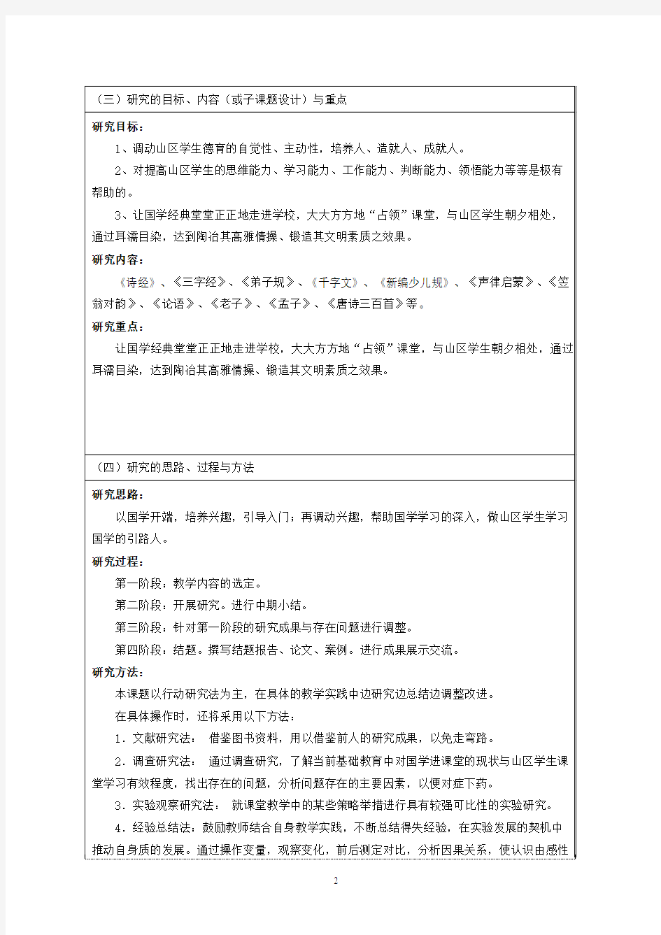 赣榆县小学国学经典教育专项课题申报评审书活页