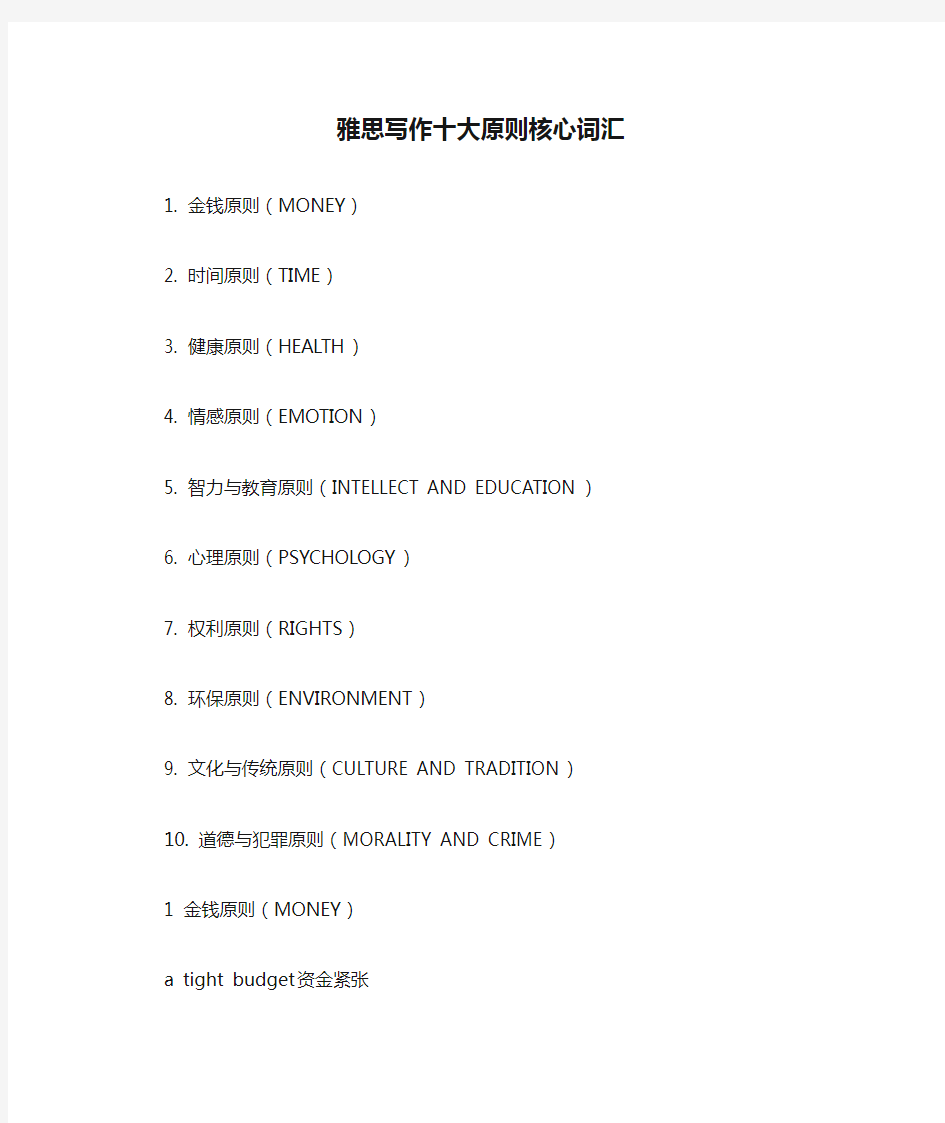 雅思写作十大原则核心词汇