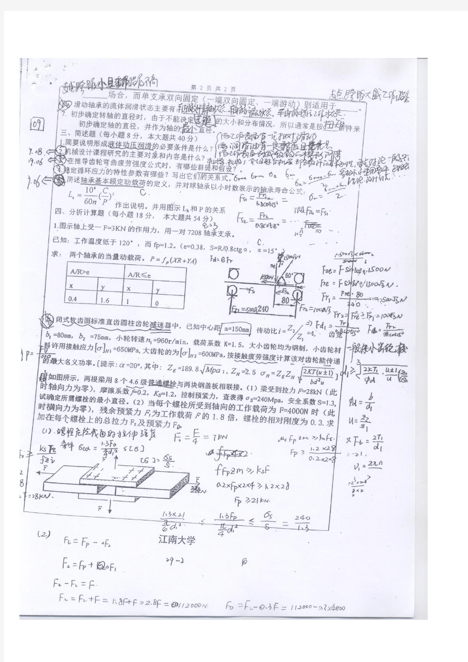 江南大学机械设计考研历年真题