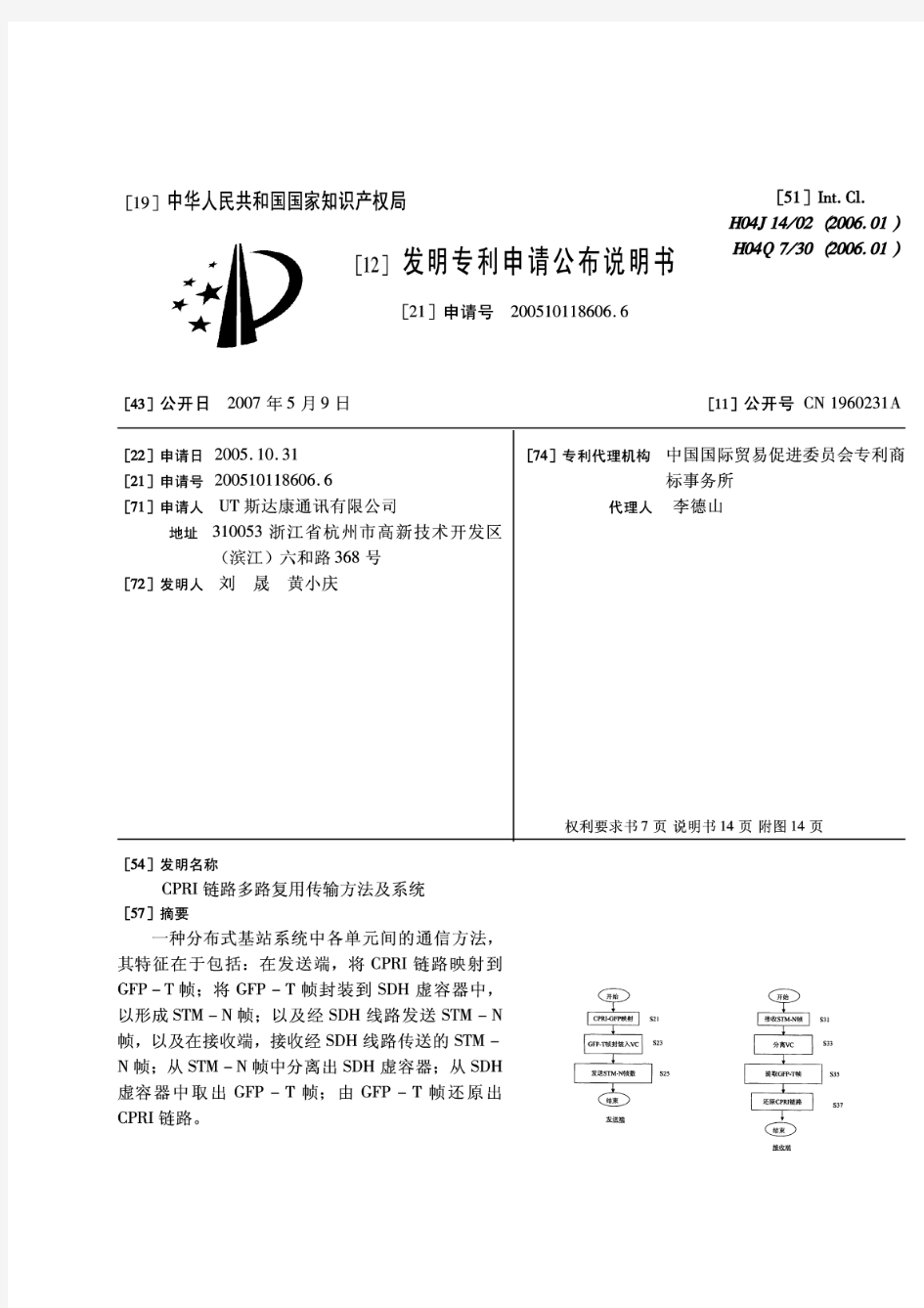 CPRI链路多路复用传输方法及系统