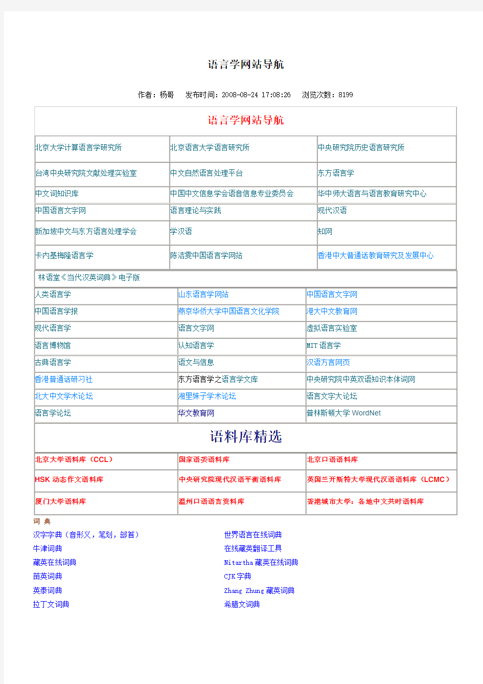 语言学网站导航