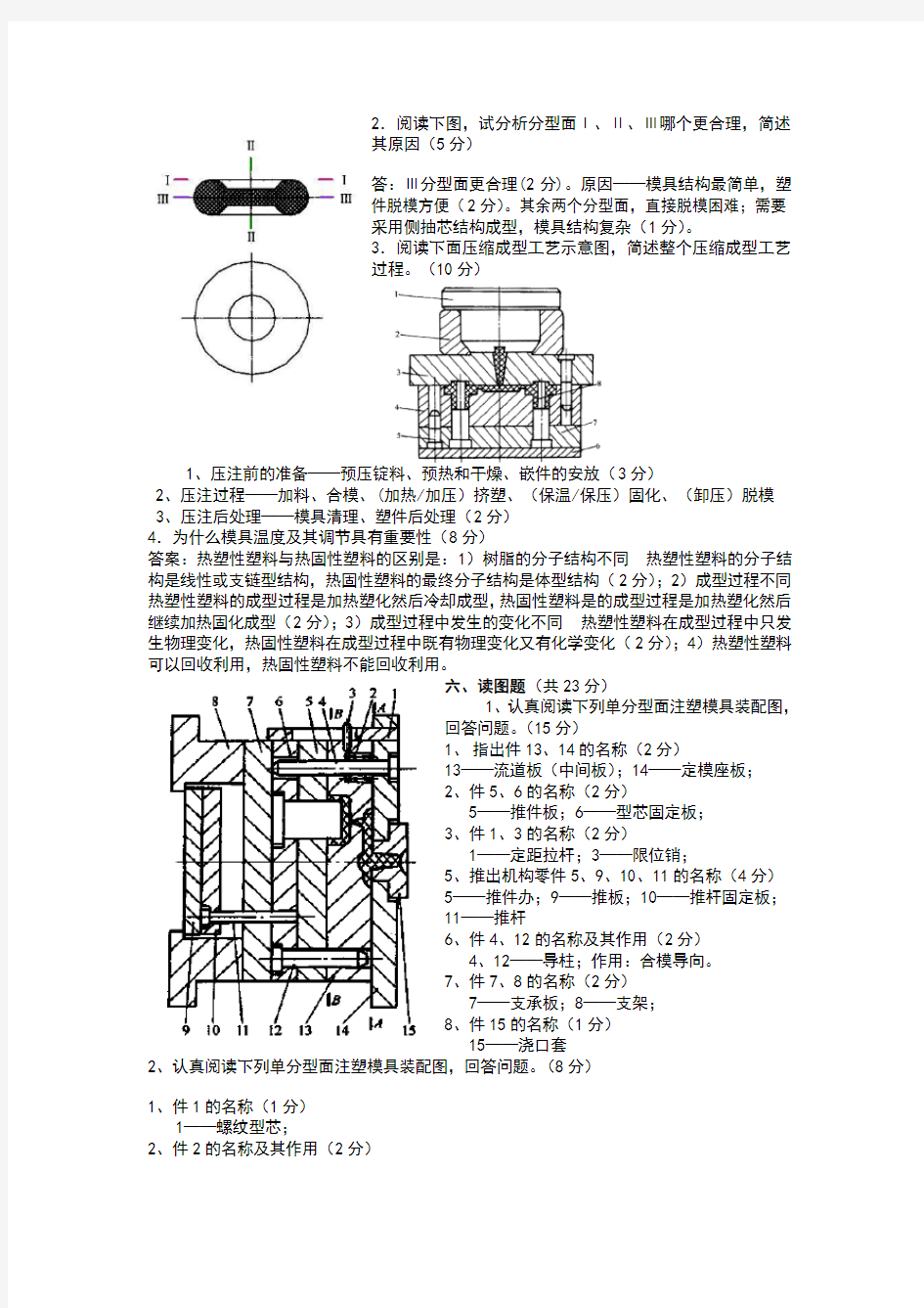 塑料模具看图题