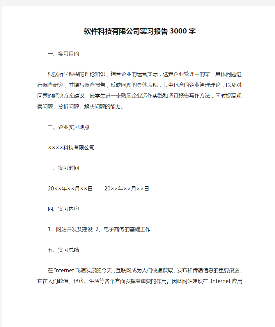 软件科技有限公司实习报告3000字