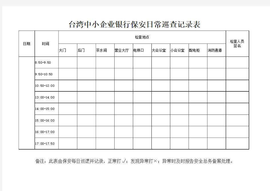 保安每日巡视表