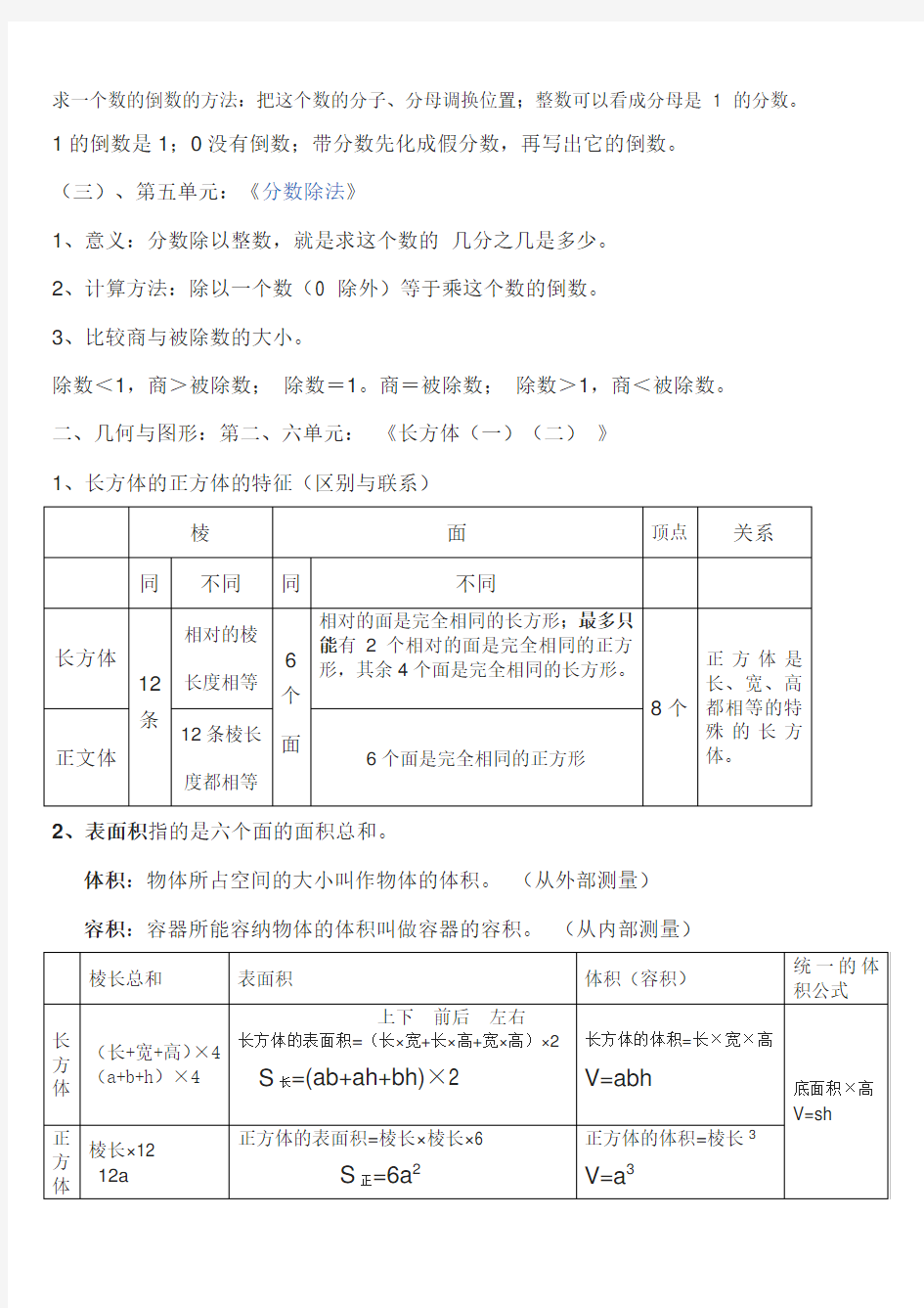 (完整版)新北师大版五年级下册数学知识点整理