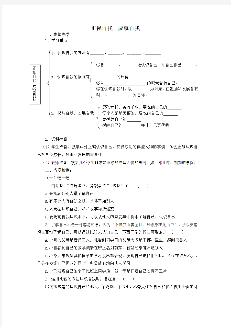 正视自我成就自我