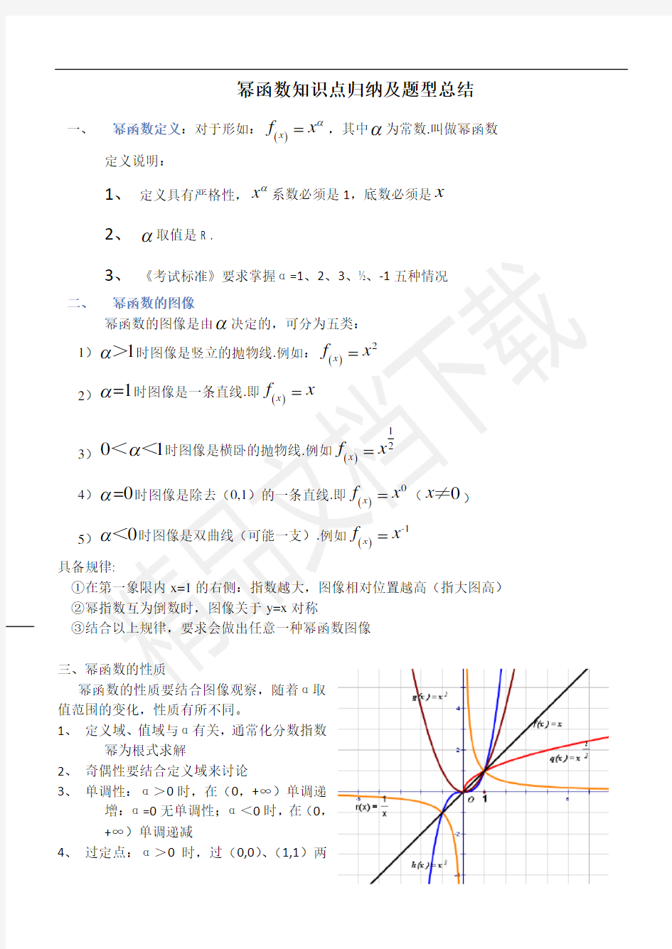 幂函数题型归纳