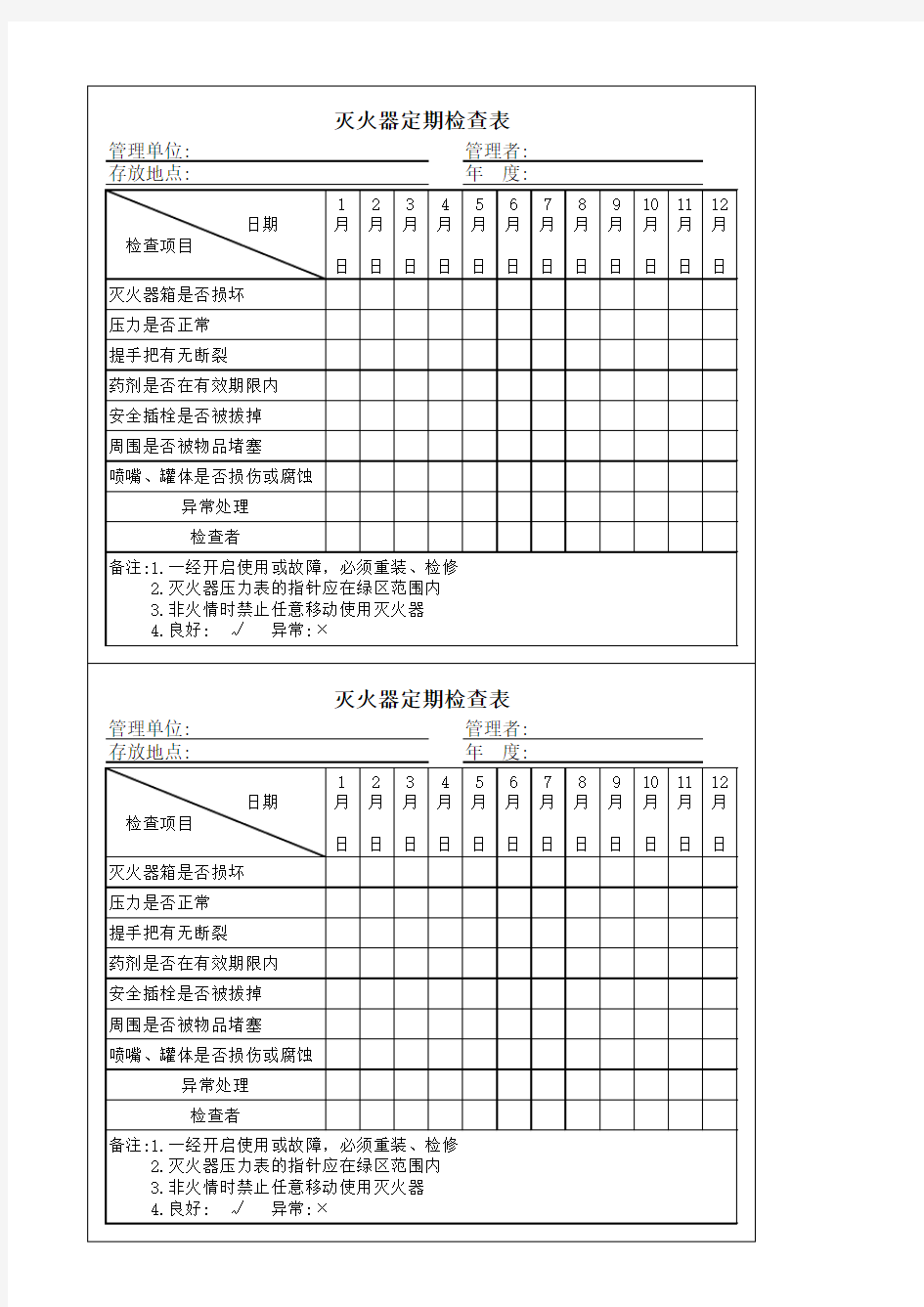 2014.06.05-应急物资定期检测和维护记录-灭火器