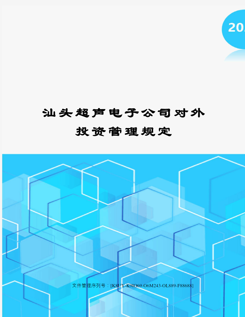 汕头超声电子公司对外投资管理规定