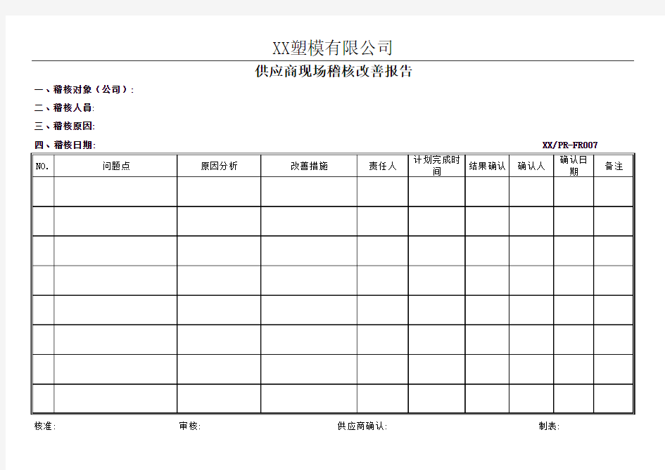 供应商现场稽核改善报告