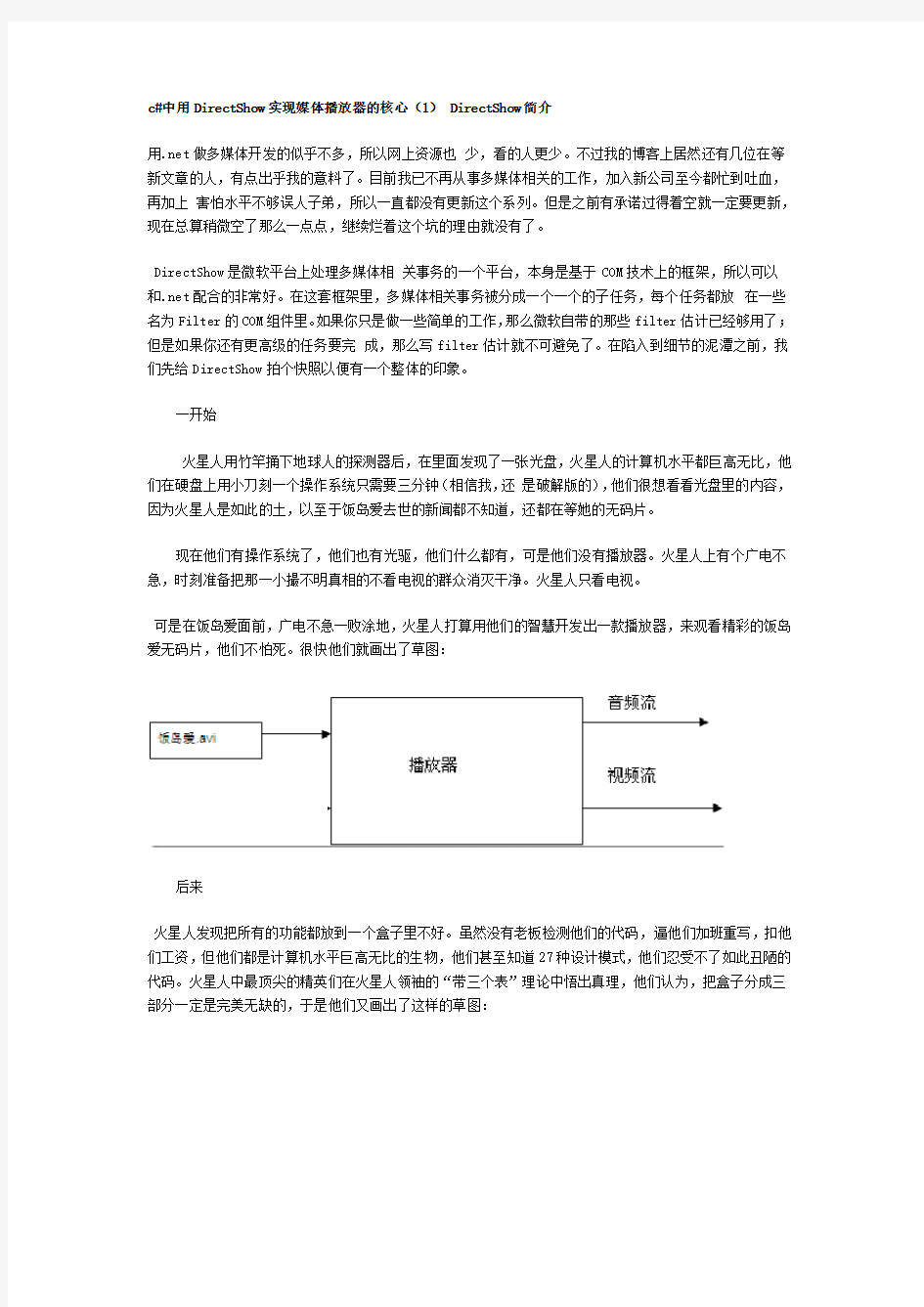 c#中用DirectShow实现媒体播放器的核心