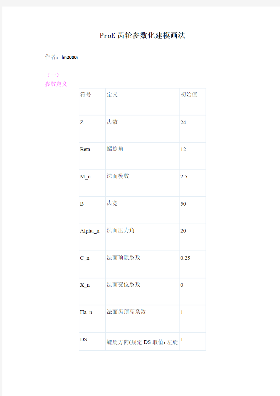 ProE齿轮参数化建模画法教程