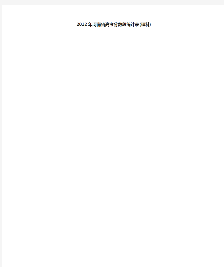 2012年河南省高考分数段统计表