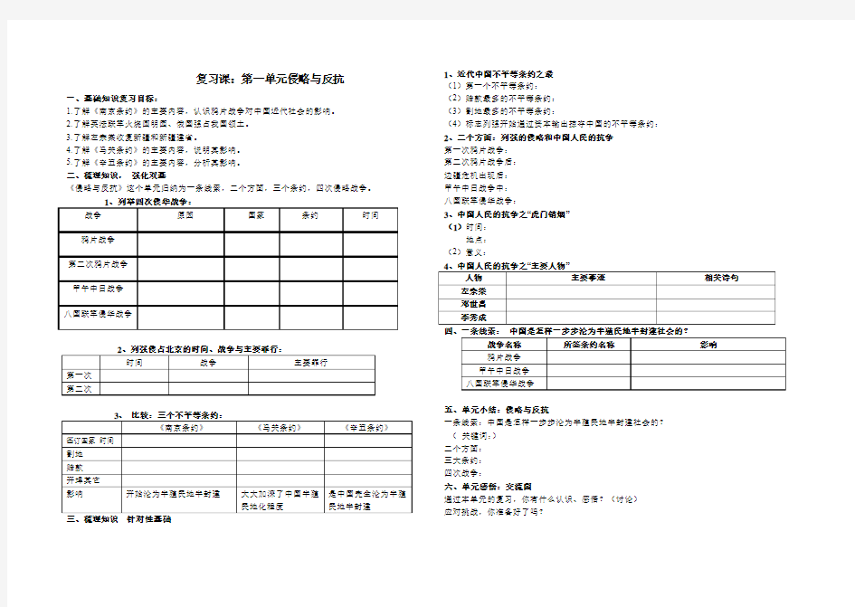 七上基础知识复习目标(学生用)