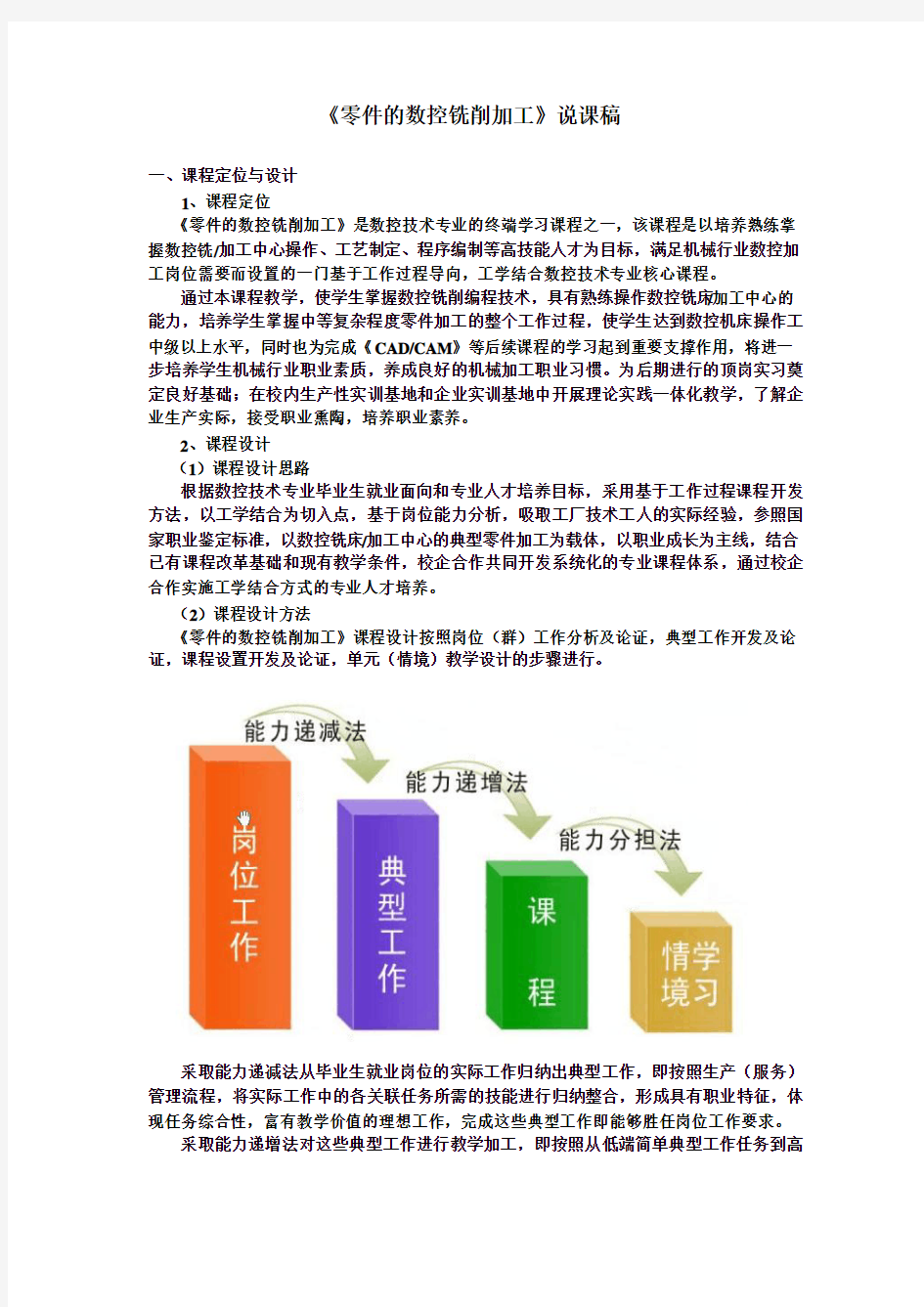 零件的数控铣削加工说课稿