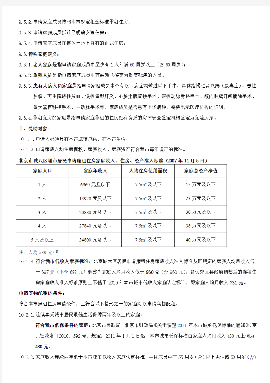 北京市廉租房政策及管理规定