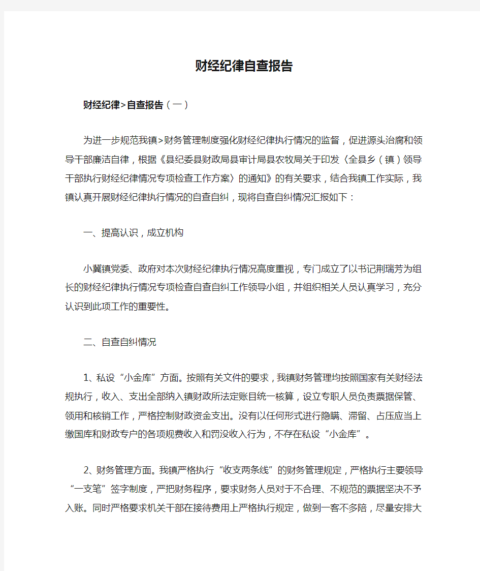 财经纪律自查报告