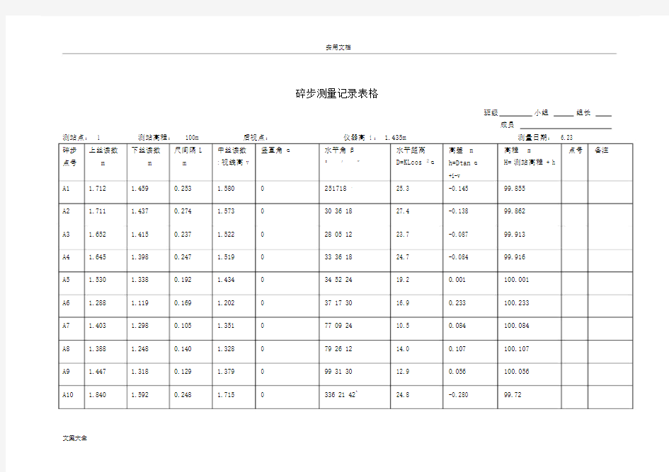 碎步测量记录簿表格(1~6).doc